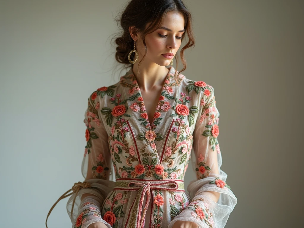 Artistiek borduurwerk op designerkleding